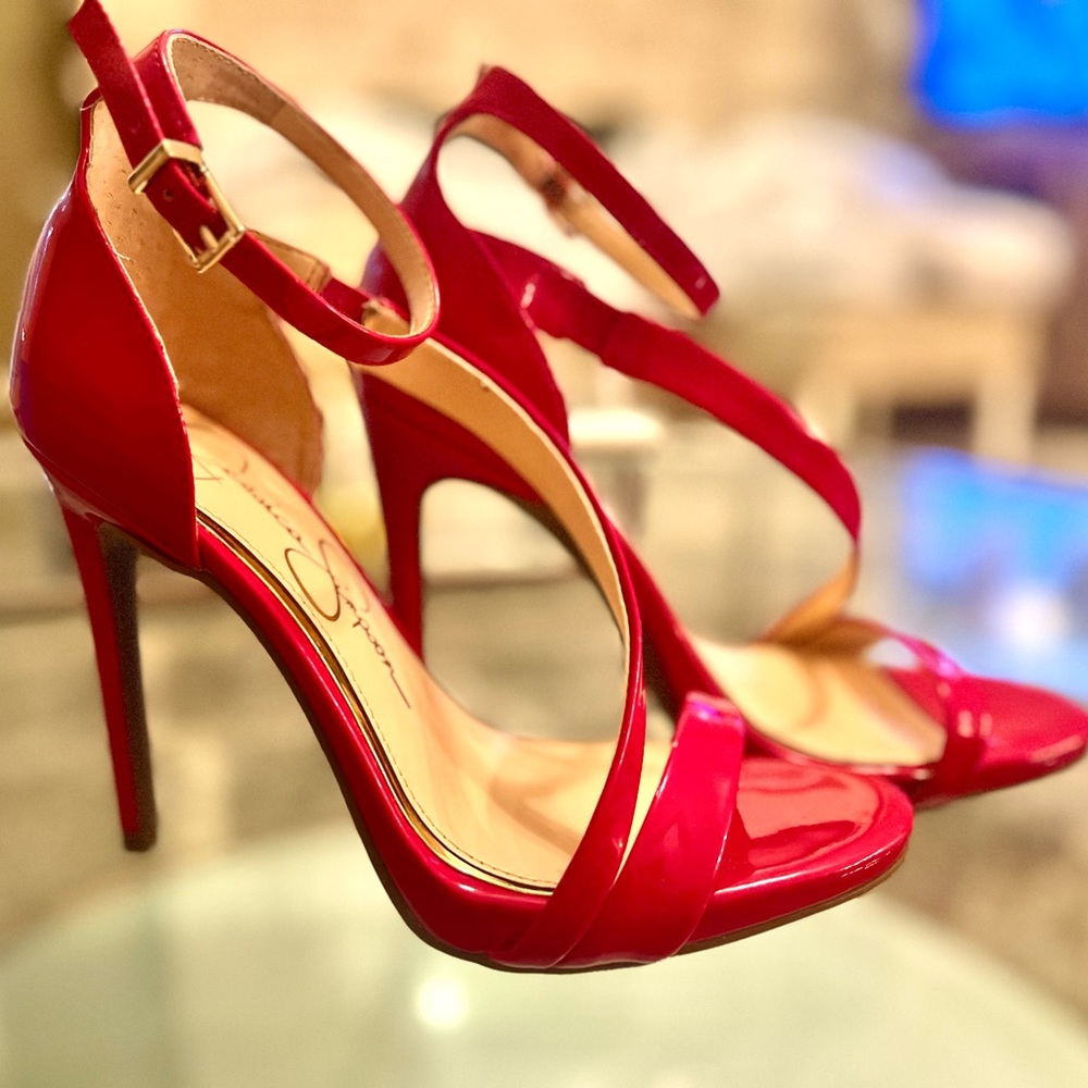 Jessica Simpson strappy red heels